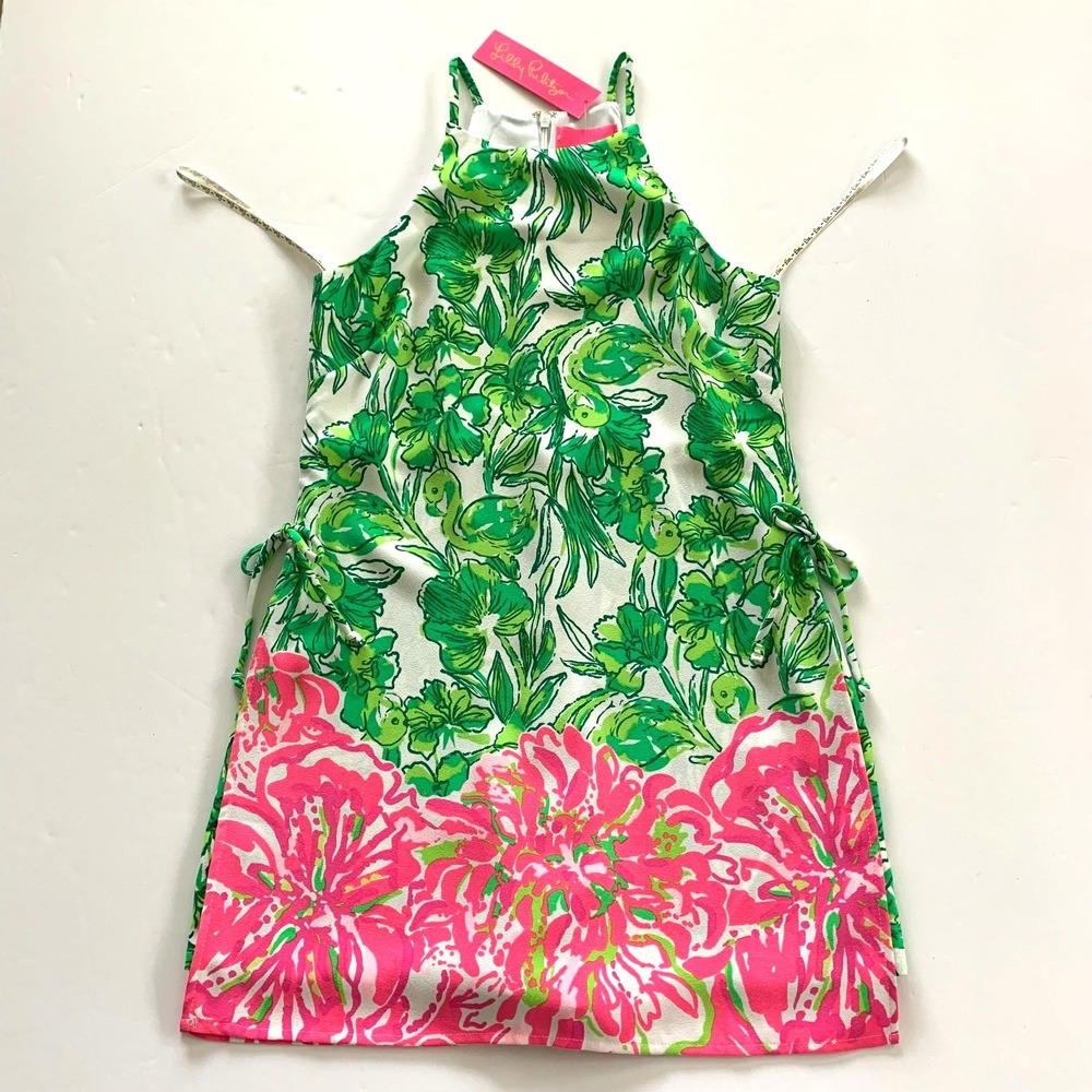 Lilly Pulitzer Pearl Romper Flamingle Engineered sz 2 Flamingos Floral